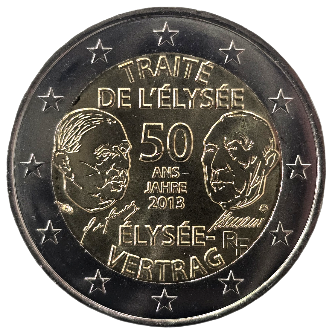 2 euros conmemorativa 50 Aniversario de la firma del Tratado del Elíseo